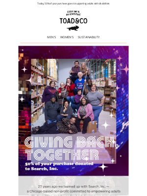 GivingTuesday email by Toad&Co