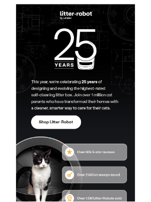 Litter-Robot - 25 years of innovation and over 2 billions scoops saved