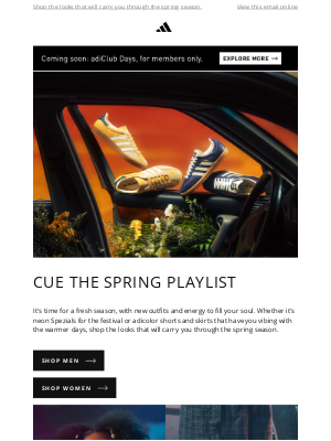 Adidas USA - Cruise into spring weather in fresh 'fits.