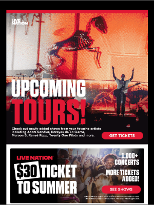 Live Nation - Upcoming Tours – Adam Sandler, Dareyes de La Sierra, Maroon 5 & More