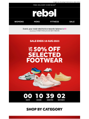 Rebel Sports (Australia) - Hurry, ends tomorrow: Up to 50% off selected footwear! 👟