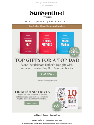 Sun-Sentinel - Save on a Piece of Sports History for Dad