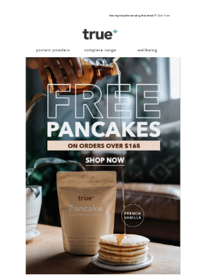 True Protein (Australia) - Free Pancakes on Orders This Week* 🥞