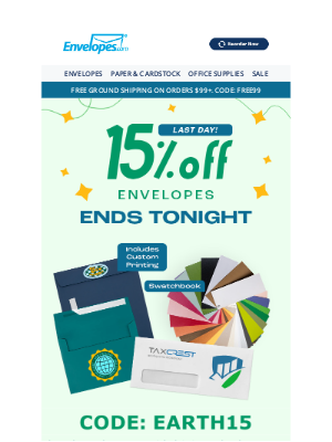 Envelopes - Last chance to save 15%! Ends tonight!
