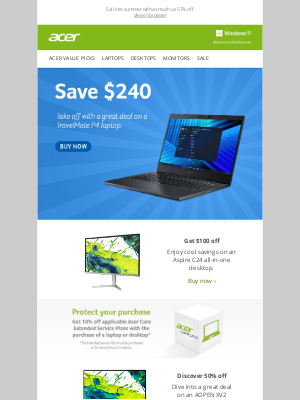 Acer - Summer adventures await—up to $700 off in sales on hot tech
