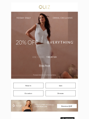Quiz Clothing (United Kingdom) - Enjoy 20% off - Today only! ❤️