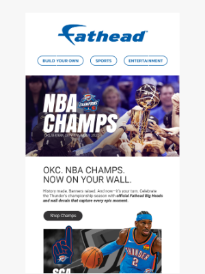 Fathead - Fathead Salutes the Champs - Let’s Go, Thunder!