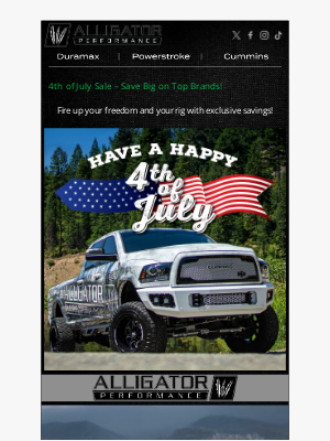Alligator Performance - 4th of July Deals Are Here – Save on Your Favorite Brands!