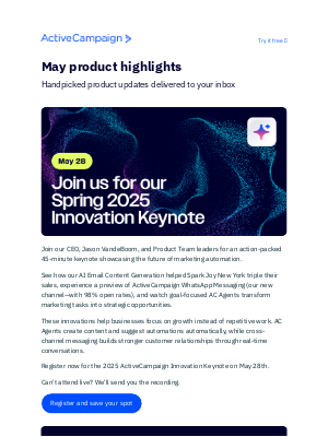 ActiveCampaign - New to ActiveCampaign: Your May updates