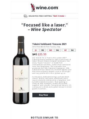 Wine - THREE 94+ scores for Tolaini Super Tuscan under $40!