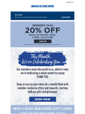 SKECHERS - Member Month is here! Save big and enter to win