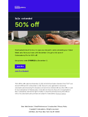 Codecademy - Cyber Week sale extended