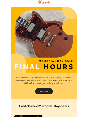 Reverb - Time's running out on Memorial Day sales