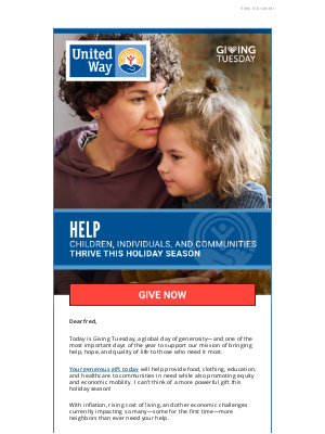 United Way - fred, Giving Tuesday is here!