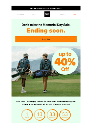 SAXX Underwear - You’re running out of time - save up to 40% ⌛️