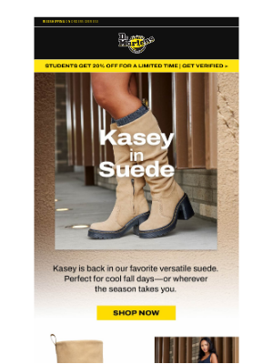 Dr. Martens - Meet The Kasey, now in suede