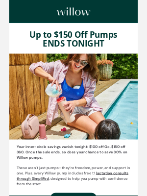 Willow Pump - Last day: Up to $150 off Willow pumps 🚨
