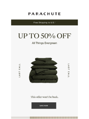 Parachute Home - Only Hours Left: Up To 50% Off Evergreen