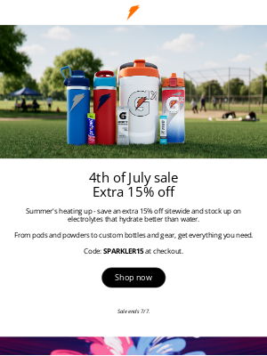 Gatorade - Stars, stripes & 15% off sitewide