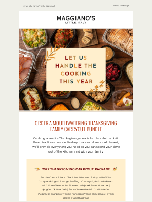 Maggiano's Little Italy - 🦃 There’s Still Time to Order Your Thanksgiving Carryout Bundle 🦃