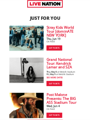 Live Nation - Your Upcoming Concert Lineup: Stray Kids, Kendrick Lamar, Post Malone