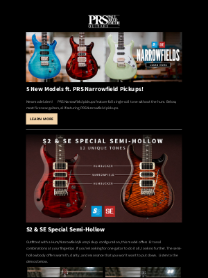 prsguitars - Explore 5 New Narrowfield Guitars from PRS 🚀