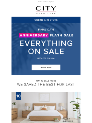 City Furniture - 🚨 Final Hours! Sitewide & Storewide Deals Still On