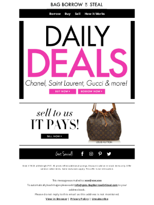 Bag Borrow or Steal - DAILY DEALS from Chanel, Saint Laurent, Gucci & more!