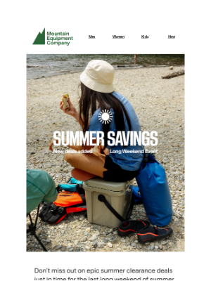 MEC (Canada) - Long weekend gear is on sale now 🛶🥾🧗‍♂️