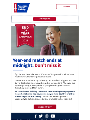 American Cancer Society - Your gift by midnight is important
