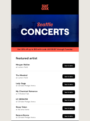 SeatGeek - Coming to Seattle: Morgan Wallen, The Weeknd, Lady Gaga and more!