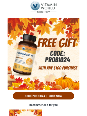 Vitamin World - FREE Probiotic16🤩BOGO 50% off anything!