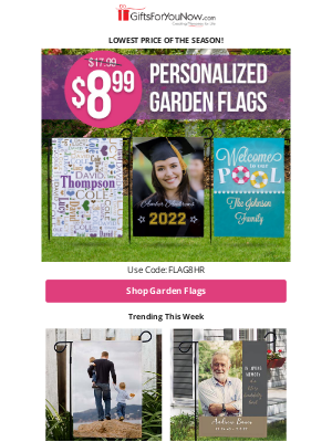 GiftsForYouNow.com - $8.99 Personalized Garden Flags | LOWEST Price of The Season - Today Only!