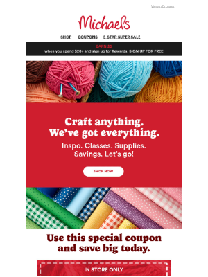 📬Special delivery, just for you: A HUGE coupon to get you started on your next project.
