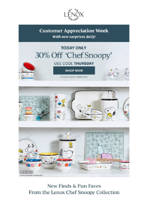 Oneida - Today’s Special: 30% Off All Chef Snoopy