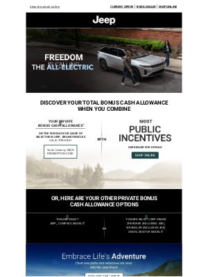 Jeep - Chase the thrill with your offer toward select Jeep® Brand vehicles