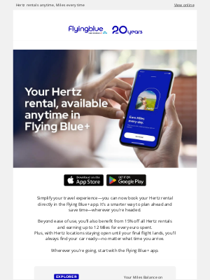 KLM - Your Hertz rental also bookable in the Flying Blue+ app