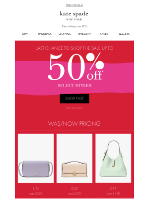 Kate Spade (United Kingdom) - Last week of Sale!