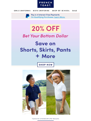 Frenchtoast School Uniforms - Last Day! 20% Off Bottoms