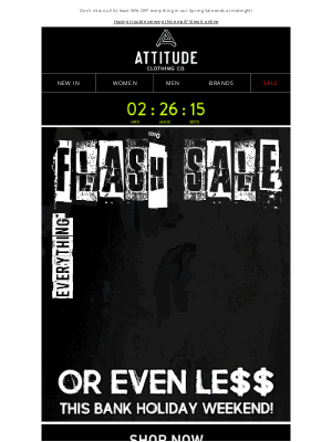 Attitude Clothing (United Kingdom) - Half Price Flash Sale ⚡ Ends Tonight!