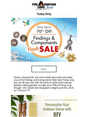 Fire Mountain Gems and Beads - Save Up To 70% at the Findings and Components Flash SALE
