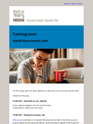 Nestle - Coming soon: Nestlé three-month sales