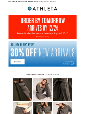 Athleta - Enjoy 30% off new arrivals