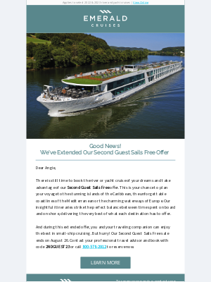 Emerald Waterways - Sale Extended: Second Guest Sails Free
