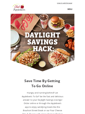 Applebee's - Applebee’s To Go: Our answer to Daylight Savings