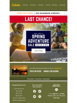 Cabela's (Canada) - FINAL DAY – Spring Adventure Sale