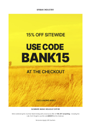 Urban Industry Store - 📣 15% OFF SITEWIDE - Use Code BANK15 At Checkout 📣