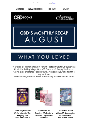 QBD The Bookshop (Australia) - QBD Books: August Monthly Recap