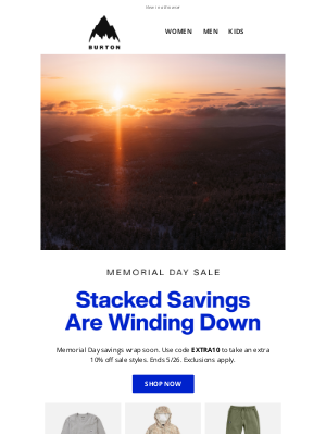 Burton Snowboards - Memorial Day Sale ends TONIGHT