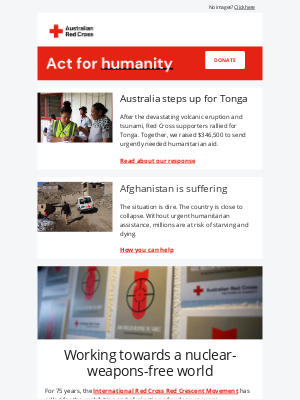 Australian Red Cross - Updates from Tonga and Syria, and the One Year Anniversary of the Treaty on the Prohibition of Nuclear Weapons